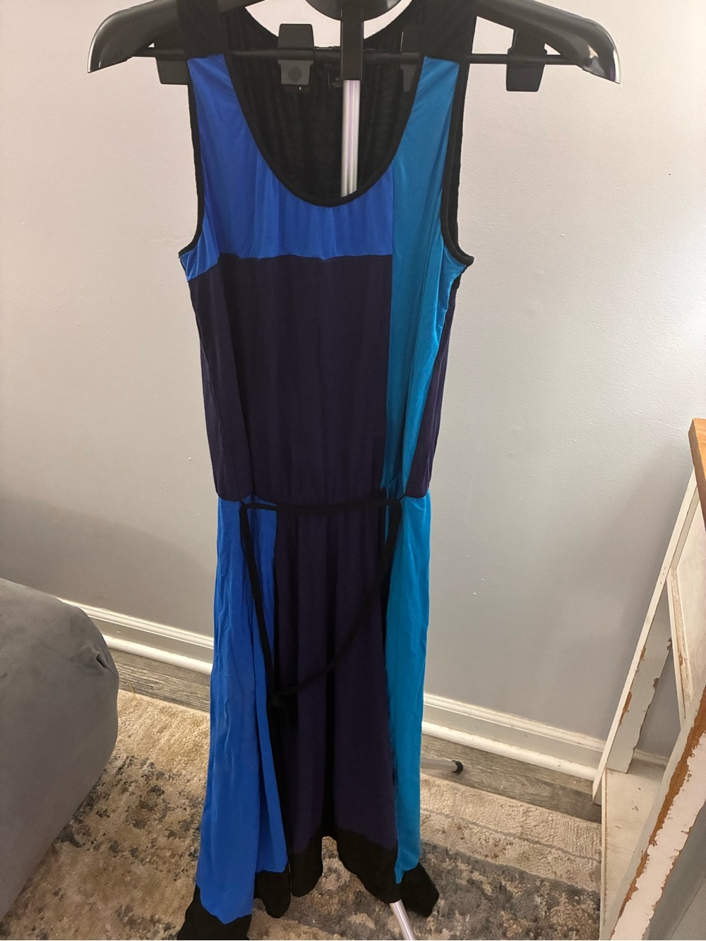 Ann Taylor Blue Tone Colorblock Sleeveless Maxi Dress